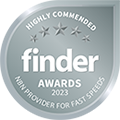 Award logo for winning Finder's NBN Provider For Fast Speeds Highly Commended award for 2023